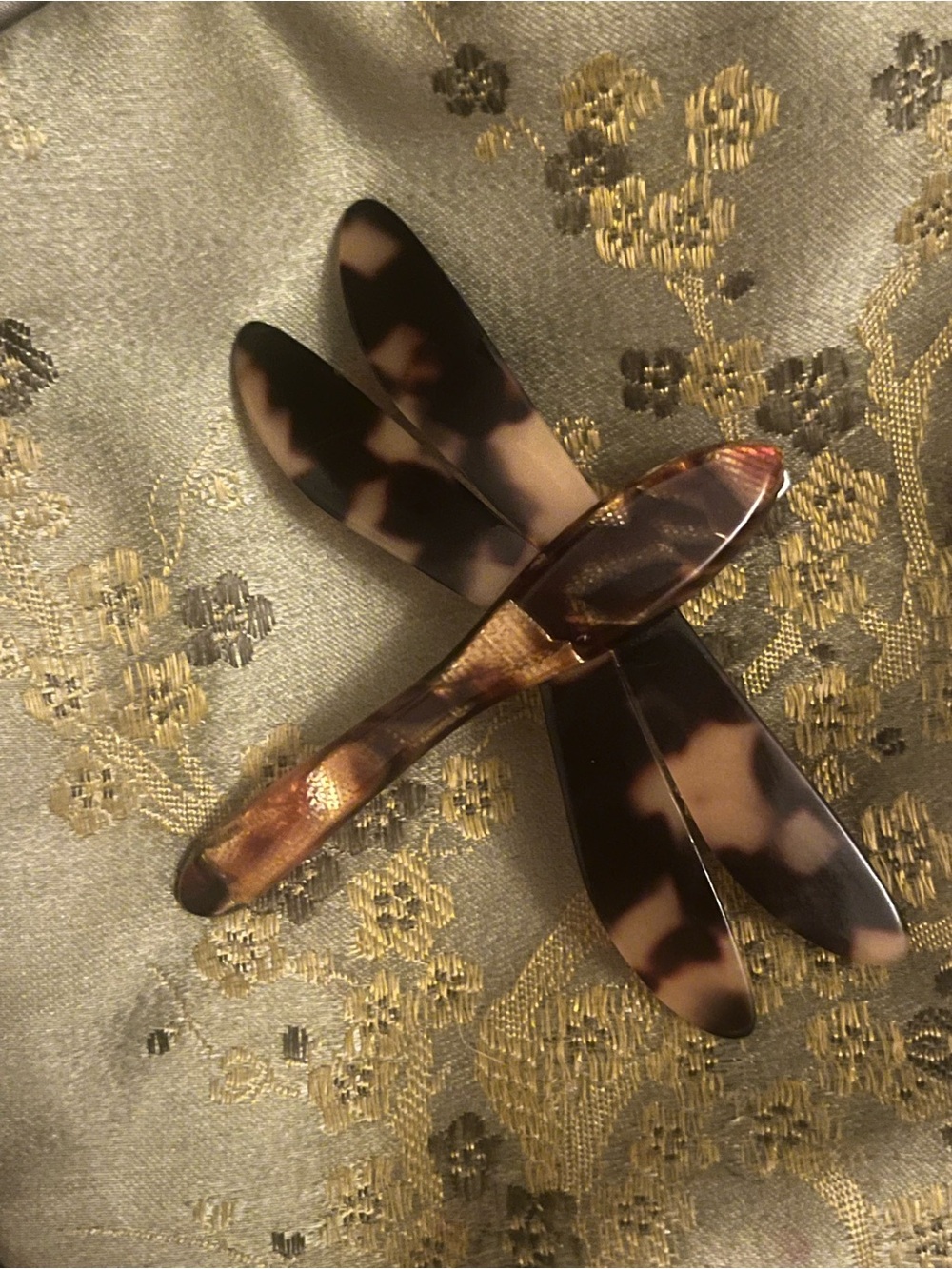 Sandy Liang Tortoiseshell Dragonfly Hair Clip - Brown and Black
